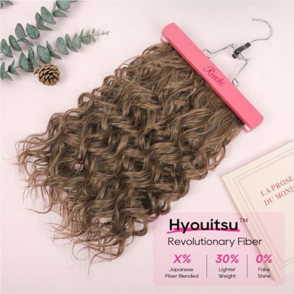 Echo Clip-In Curly Extensions in Light Brown with Subtle Highlights - Picture 3 of 5